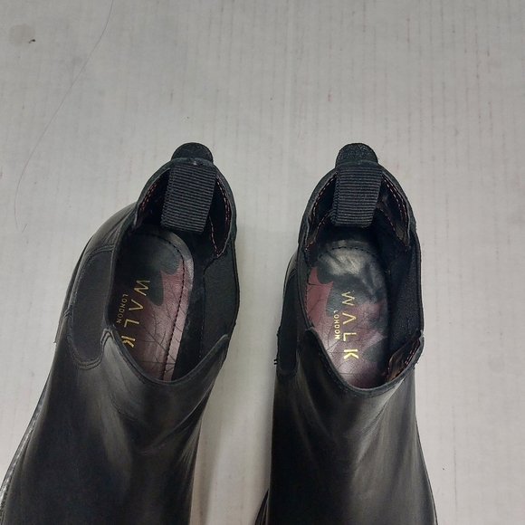 Walk London Sean Chunky Chelsea Boots In Black Leather. - Picture 5 of 16
